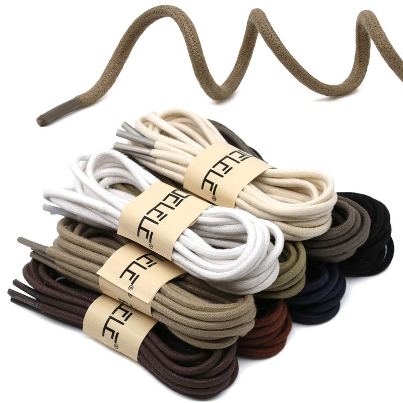 DELELE 2 Pair 39 inch Khaki Round Waxed Oxford Shoe Laces for Dress Shoes and Boots - Image 4